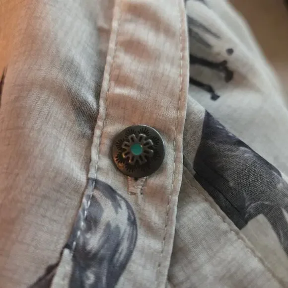 Tasha Polizzi Stallion Print Chiffon Blouse Button Down Shirt Size Medium - Picture 8 of 9